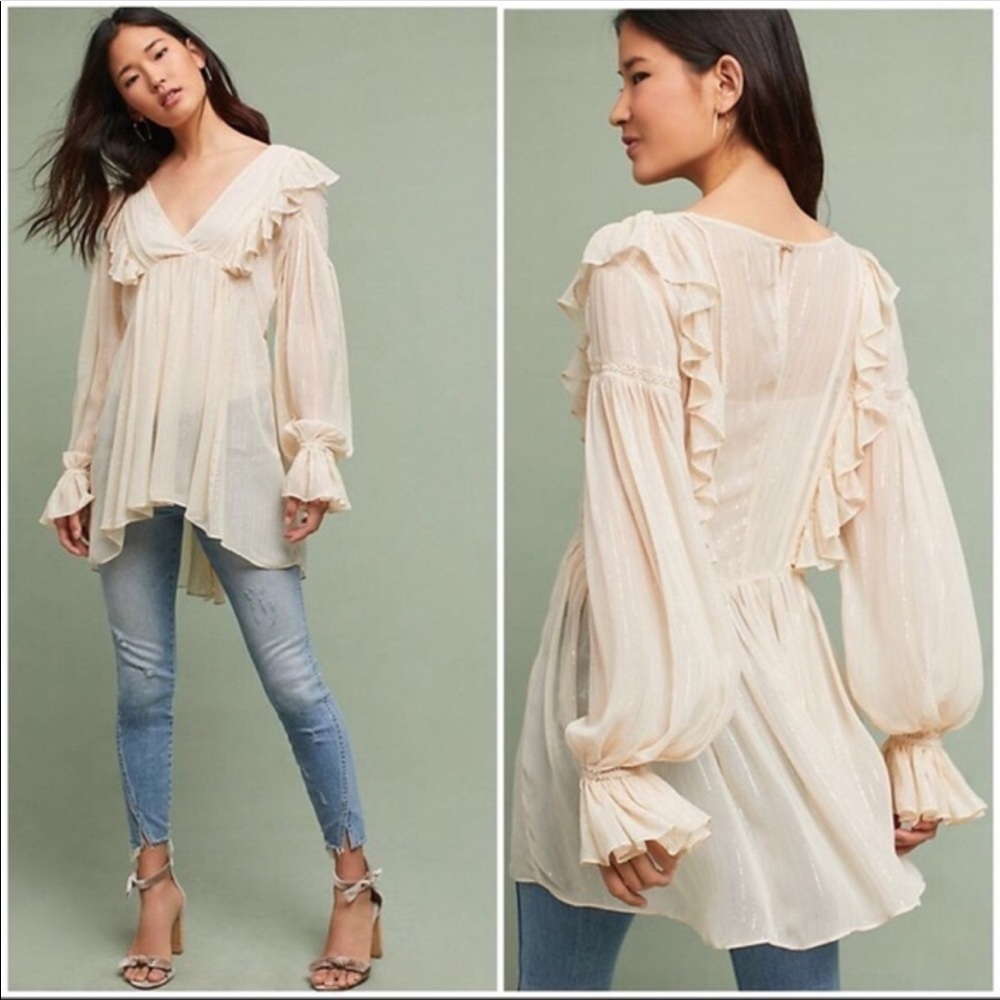 Anthropologie Maeve Wynne Boho Metallic Tunic 4